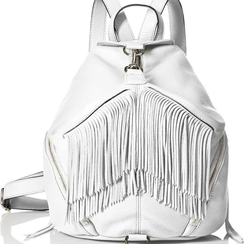 Rebecca Minkoff Julian White Leather Fringe Backpack